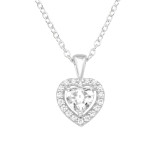 Heart - 925 Sterling Silver Necklaces with Stones SD43809