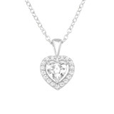 Heart - 925 Sterling Silver Necklaces with Stones SD43809