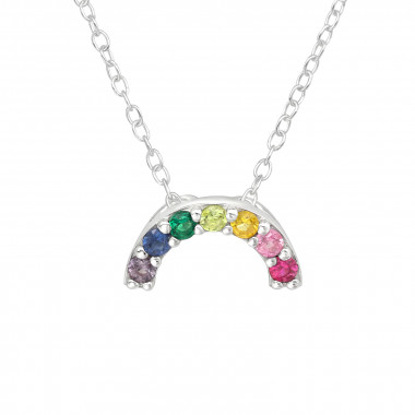 Semi Circle - 925 Sterling Silver Necklaces with Stones SD44003
