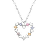 Colorful Heart - 925 Sterling Silver Necklaces with Stones SD44057