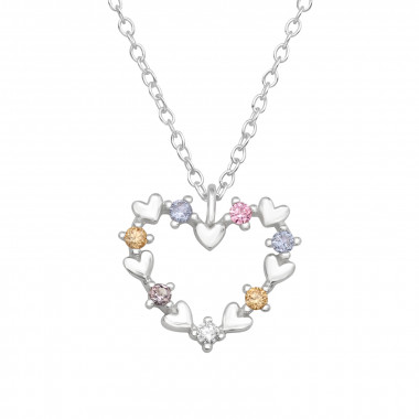 Colorful Heart - 925 Sterling Silver Necklaces with Stones SD44057