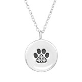Paw Print - 925 Sterling Silver Necklaces with Stones SD44059