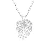 Leaf - 925 Sterling Silver Necklaces with Stones SD44086