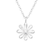 Flower - 925 Sterling Silver Necklaces with Stones SD44088