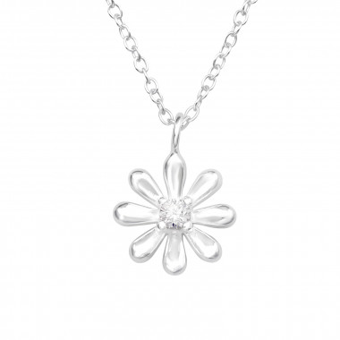 Flower - 925 Sterling Silver Necklaces with Stones SD44088