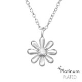 Flower - 925 Sterling Silver Necklaces with Stones SD44119