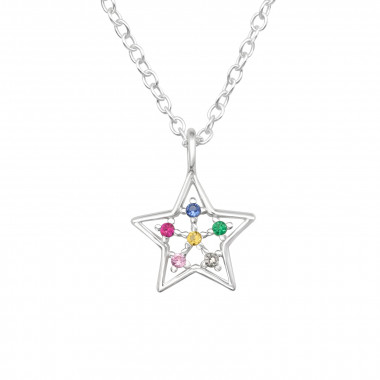 Star - 925 Sterling Silver Necklaces with Stones SD44144
