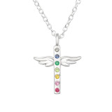 Wing Cross - 925 Sterling Silver Necklaces with Stones SD44145