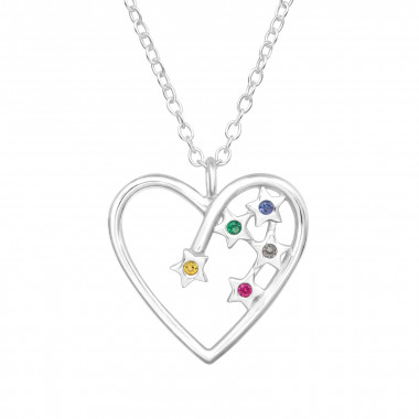 Heart - 925 Sterling Silver Necklaces with Stones SD44532