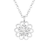 Heart Clover - 925 Sterling Silver Necklaces with Stones SD44537