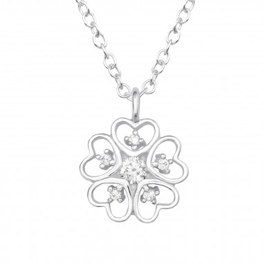 Heart Clover - 925 Sterling Silver Necklaces with Stones SD44537