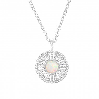 Round - 925 Sterling Silver Necklaces with Stones SD44546