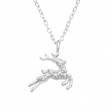 Deer - 925 Sterling Silver Necklaces with Stones SD44999