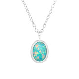 Oval - 925 Sterling Silver Necklaces with Stones SD45165