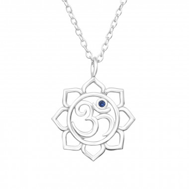 Om Symbol - 925 Sterling Silver Necklaces with Stones SD45246