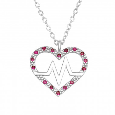 Heart - 925 Sterling Silver Necklaces with Stones SD45322