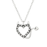 Horny Heart - 925 Sterling Silver Necklaces with Stones SD46003