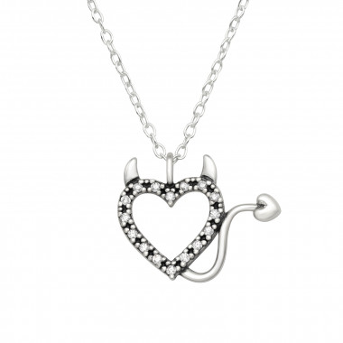 Horny Heart - 925 Sterling Silver Necklaces with Stones SD46003