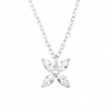 Flower - 925 Sterling Silver Necklaces with Stones SD46182