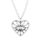 Evil Eye Heart - 925 Sterling Silver Necklaces with Stones SD46274