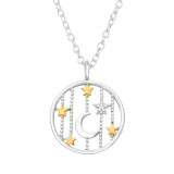 Moon And Stars - 925 Sterling Silver Necklaces with Stones SD46494