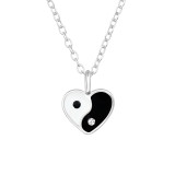 Yin Yang Heart - 925 Sterling Silver Necklaces with Stones SD46613