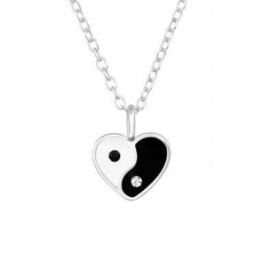 Yin Yang Heart - 925 Sterling Silver Necklaces with Stones SD46613