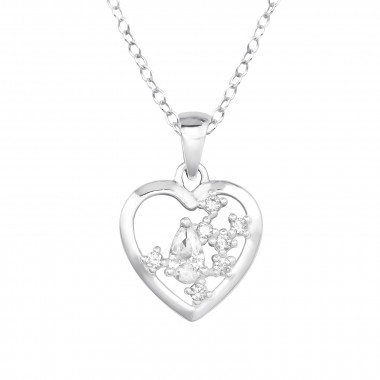 Heart Cluster - 925 Sterling Silver Necklaces with Stones SD46684