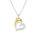 Dolphin Heart - 925 Sterling Silver Necklaces with Stones SD46999