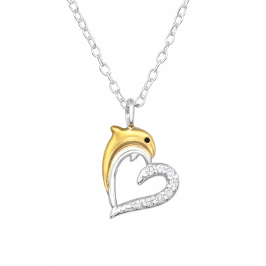 Dolphin Heart - 925 Sterling Silver Necklaces with Stones SD46999