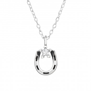 Horseshoe - 925 Sterling Silver Necklaces with Stones SD47003