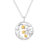 Sun & Moon With Stars - 925 Sterling Silver Necklaces with Stones SD47004