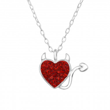 Devil Heart - 925 Sterling Silver Necklaces with Stones SD47012