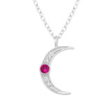 Cresecent Moon - 925 Sterling Silver Necklaces with Stones SD47273