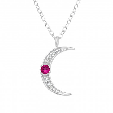Cresecent Moon - 925 Sterling Silver Necklaces with Stones SD47273