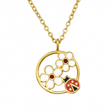 Ladybug & Daisies - 925 Sterling Silver Necklaces with Stones SD47276