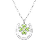 Horseshoe & Lucky Clover - 925 Sterling Silver Necklaces with Stones SD47286