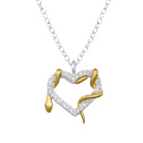 Snake Heart - 925 Sterling Silver Necklaces with Stones SD47289