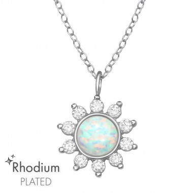 Flower - 925 Sterling Silver Necklaces with Stones SD47466