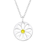 Flower - 925 Sterling Silver Necklaces with Stones SD47701