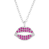 Lips - 925 Sterling Silver Necklaces with Stones SD47817