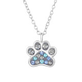 Paw Print - 925 Sterling Silver Necklaces with Stones SD47823