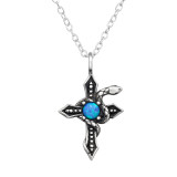 Serpent Cross - 925 Sterling Silver Necklaces with Stones SD47957