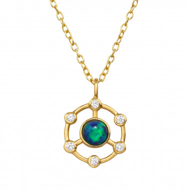 Open Circle - 925 Sterling Silver Necklaces with Stones SD48391