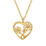 Heart With Sun Flower - 925 Sterling Silver Necklaces with Stones SD49479