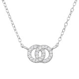 Double Circle - 925 Sterling Silver Necklaces with Stones SD49674