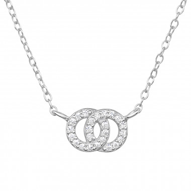 Double Circle - 925 Sterling Silver Necklaces with Stones SD49674