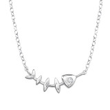 Fish Bone - 925 Sterling Silver Necklaces with Stones SD50008
