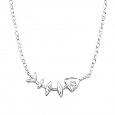 Fish Bone - 925 Sterling Silver Necklaces with Stones SD50008