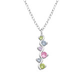 Wavy S-Shape - 925 Sterling Silver Necklaces with Stones SD50094
